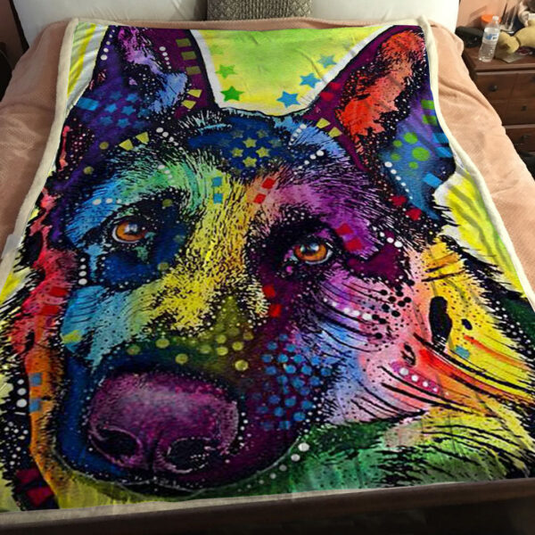 Blanket With Dogs On It – German Shepherd – Dog Painting Blanket – Dog Face Blanket – Dog Blankets For Sofa – Furlidays