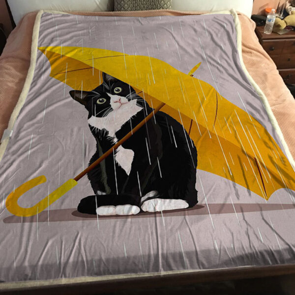 Cat In Blanket – Blanket With Cats On It – Cat Hiding Rains Under Umbrella – Cats Blanket – Furlidays