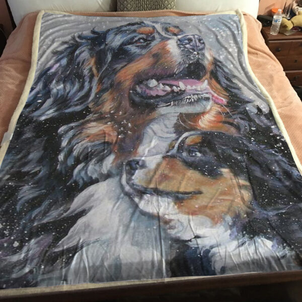 Dog Throw Blanket – Bernese Mountain Dog With Pup – Dog Blankets -Blanket With Dogs On It – Furlidays