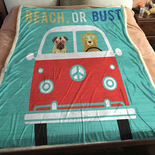 Dog Throw Blanket – Beach Bums Bus – Dog Face Blanket – Dog Blankets For Sofa – Blanket With Dogs Face – Furlidays