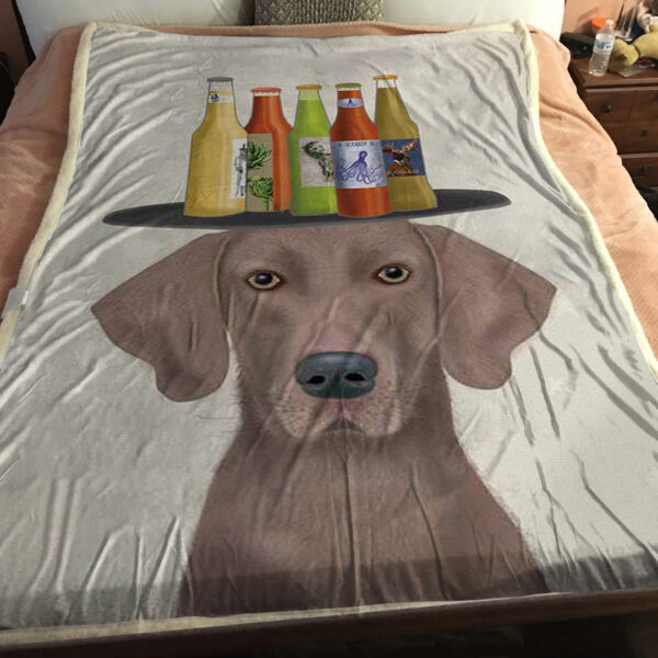 Dog Blankets – Weimerarner Beer Lover – Dog Blankets For Sofa – Dog Painting Blanket – Dog Fleece Blanket – Furlidays