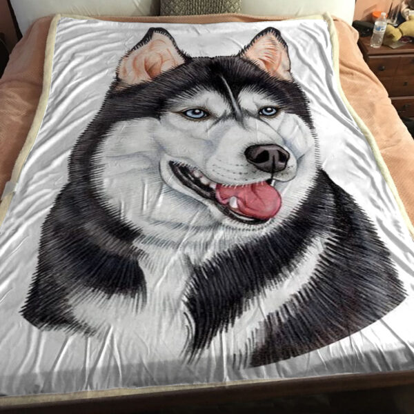 Blanket With Dogs Face – Siberian Husky – Dog Face Blanket – Dog Fleece Blanket – Blanket With Dogs On It – Furlidays