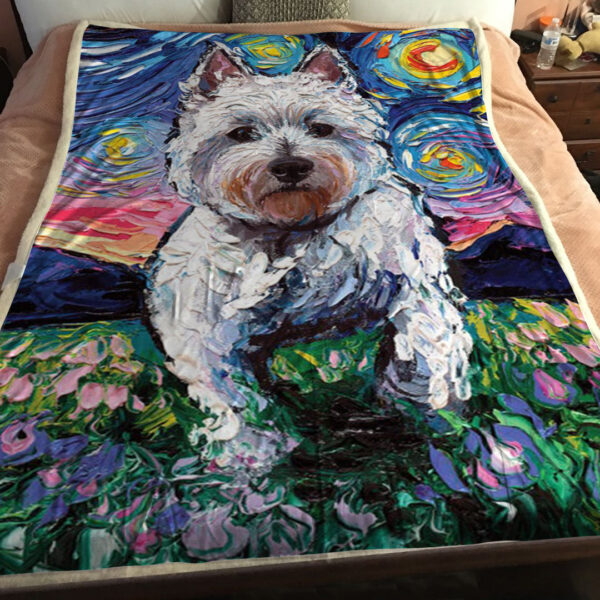 Dog Blankets For Sofa – Westie Night – Dog Blankets – Dog Throw Blanket – Dog Painting Blanket – Furlidays