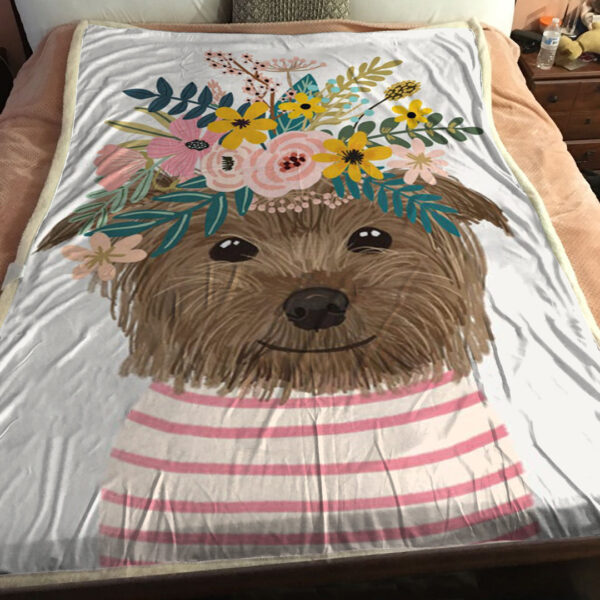 Blanket With Dogs Face – Yorkshire Flowers – Dog Fleece Blanket – Dog Blankets For Sofa – Dog Blankets – Furlidays