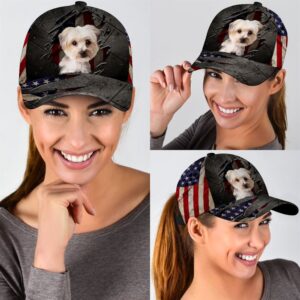 Morkie On The American Flag Cap Hats For Walking With Pets Gifts Dog Caps For Friends 2 ck0m9p
