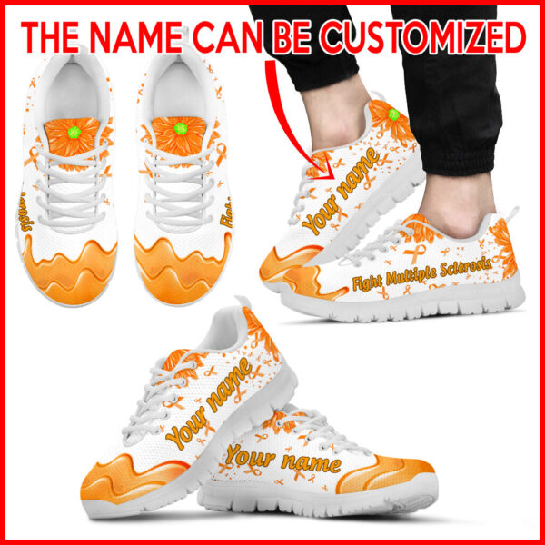 Multiple Sclerosis Shoes Daisy Flower Fashion Sneaker Walking Shoes – Personalized Custom – Best Gift For Men And Women