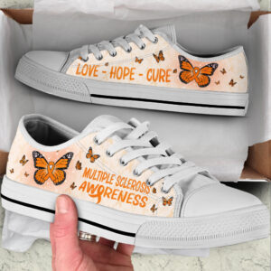 Multiple Sclerosis Shoes With Butterfly Version Low Top Shoes Best Gift For Men And Women Cancer Awareness Shoes 1