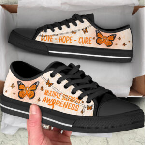 Multiple Sclerosis Shoes With Butterfly Version Low Top Shoes Best Gift For Men And Women Cancer Awareness Shoes 2