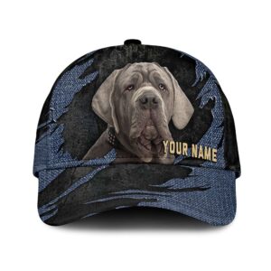 Neapolitan Mastiff Jean Background Custom Name Cap Classic Baseball Cap All Over Print Gift For Dog Lovers 1 aykvpp