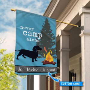 Never Camp Alone Dachshund Personalized Flag Custom Dog Flags Dog Lovers Gifts for Him or Her 3