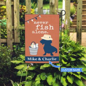 Never Fish Alone Dachshund Personalized Flag Custom Dog Flags Dog Lovers Gifts for Him or Her 2