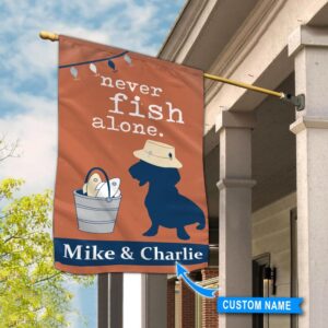 Never Fish Alone Dachshund Personalized Flag Custom Dog Flags Dog Lovers Gifts for Him or Her 3