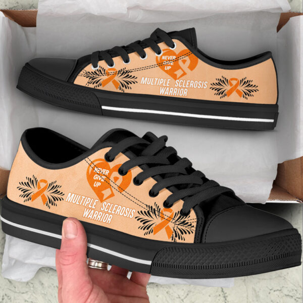 Never Give Up Multiple Sclerosis Shoes Warrior Low Top Shoes – Best Gift For Men And Women