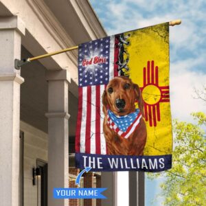 New Mexico Dachshund God Bless Personalized House Flag Garden Dog Flag Personalized Dog Garden Flags 1