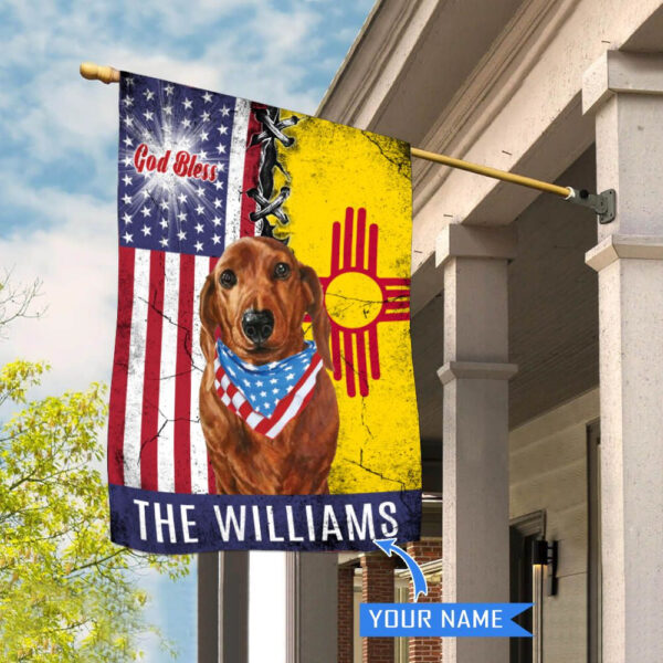 New Mexico Dachshund God Bless Personalized House Flag – Garden Dog Flag – Personalized Dog Garden Flags