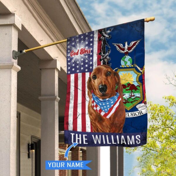 New York Dachshund God Bless Personalized House Flag – Garden Dog Flag – Personalized Dog Garden Flags