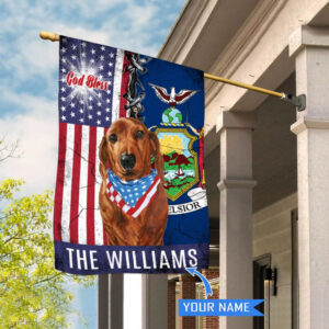 New York Dachshund God Bless Personalized House Flag Garden Dog Flag Personalized Dog Garden Flags 2