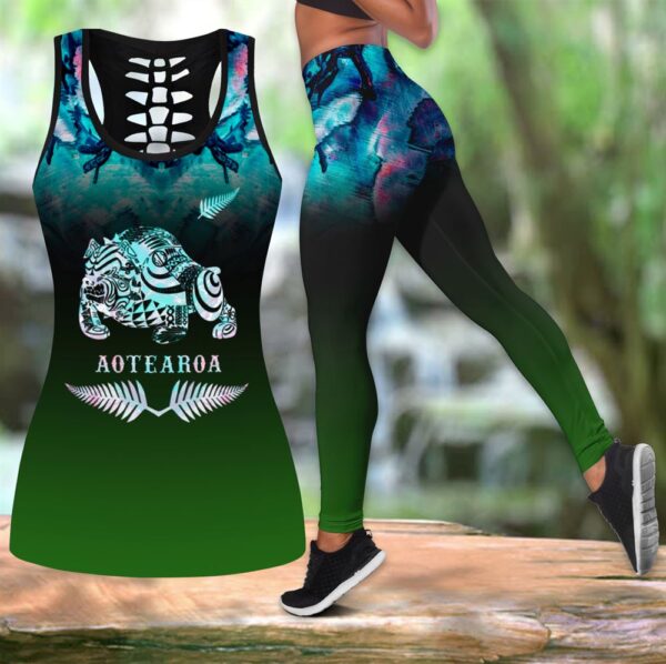 New Zealand Maori Bulldog Tank Top Combo Leggings And Hollow Tank Top – Workout Sets For Women – Gift For Dog Lovers