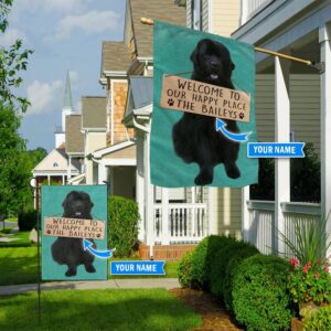 Newfoundland Welcome To Our Happy Place Personalized Flag Custom Dog Flags Dog Lovers Gifts for Him or Her 1