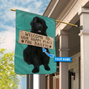 Newfoundland Welcome To Our Happy Place Personalized Flag Custom Dog Flags Dog Lovers Gifts for Him or Her 3