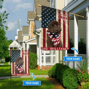 Newfoundland God Bless America Personalized Flag Custom Dog Flags Dog Lovers Gifts for Him or Her 1