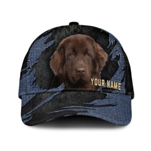 Newfoundland Jean Background Custom Name Cap Classic Baseball Cap All Over Print Gift For Dog Lovers 1 tn0olu