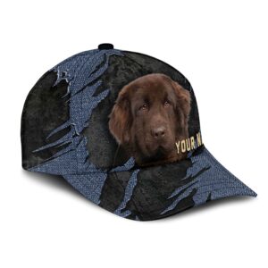 Newfoundland Jean Background Custom Name Cap Classic Baseball Cap All Over Print Gift For Dog Lovers 2 ndbqe6