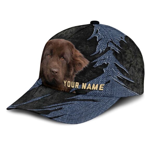 Newfoundland Jean Background Custom Name & Photo Dog Cap – Classic Baseball Cap All Over Print – Gift For Dog Lovers