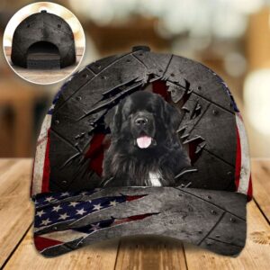 Newfoundland On The American Flag Cap Hats For Walking With Pets Gifts Dog Hats For Relatives 1 vknmgk
