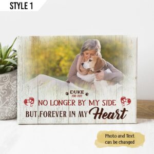 No Longer By My Side But Forever In My Heart Dog Horizontal Canvas Poster To Print Dog Memorial Gift 1
