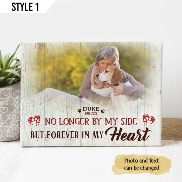 No Longer By My Side But Forever In My Heart Dog Horizontal Personalized Canvas Poster –  Dog Memorial Gift