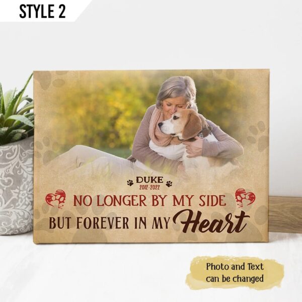 No Longer By My Side But Forever In My Heart Dog Horizontal Personalized Canvas Poster – Gift For Dog Lovers