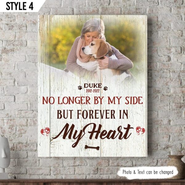 No Longer By My Side But Forever In My Heart Dog Matte Personalized Canvas Poster – Art For Wall – Dog Memorial Gift