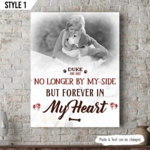No Longer By My Side But Forever In My Heart Dog Vertical Canvas Poster Art For Wall Dog Memorial Gift 1