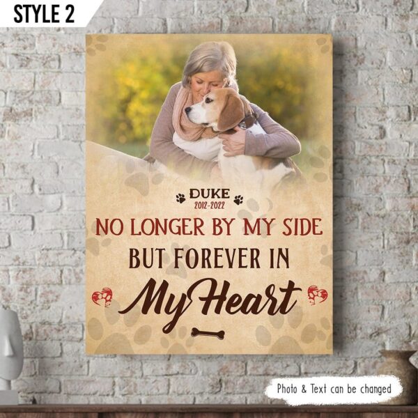 No Longer By My Side But Forever In My Heart Dog Vertical Personalized Canvas Poster – Gift For Dog Lovers