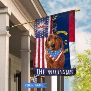 North Carolina Dachshund God Bless Personalized House Flag Garden Dog Flag Personalized Dog Garden Flags 1