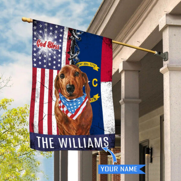 North Carolina Dachshund God Bless Personalized House Flag – Garden Dog Flag – Personalized Dog Garden Flags