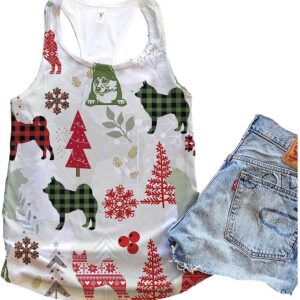 Norwegian Buhund Dog Snowflake Christmas Plaid Flannel Tank Top Summer Casual Tank Tops For Women Gift For Young Adults 1 zzeqxx