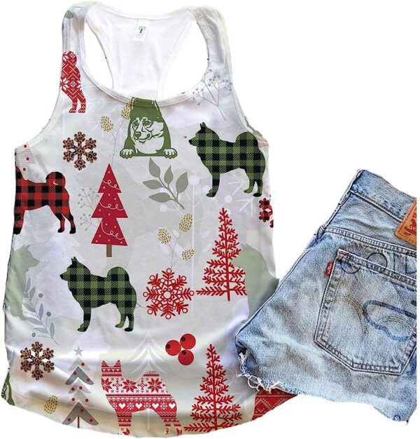 Norwegian Buhund Dog Snowflake Christmas Plaid Flannel Tank Top – Summer Casual Tank Tops For Women – Gift For Young Adults