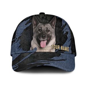 Norwegian Elkhound Jean Background Custom Name Cap Classic Baseball Cap All Over Print Gift For Dog Lovers 1 xkdjay