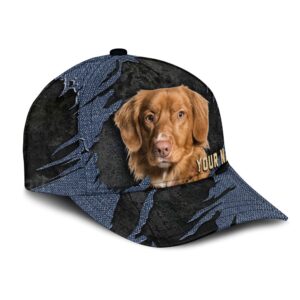 Nova Scotia Duck Tolling Retriever Jean Background Custom Name Cap Classic Baseball Cap All Over Print Gift For Dog Lovers 2 m23rfq