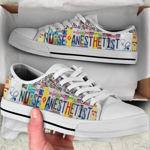 Nurse Anesthetist License Plates Low Top Shoes Canvas Print Trendy Fashion Low Top Casual Shoes Gift For Adults Malalan
