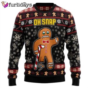 Oh Snap Gingerbread Ugly Christmas Sweater Gift For Pet Lovers Unisex Crewneck Sweater 1