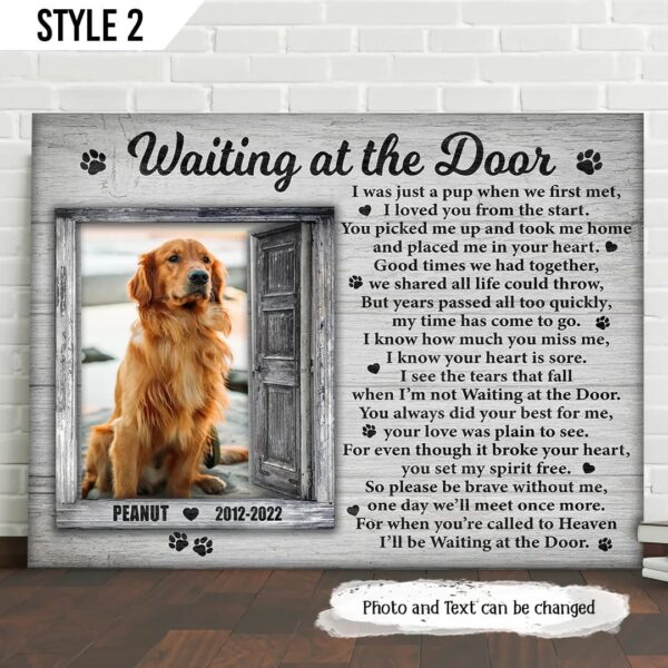 Waiting At The Door Dog Canvas Poster – Framed Print Personalized – Dog Memorial Gift