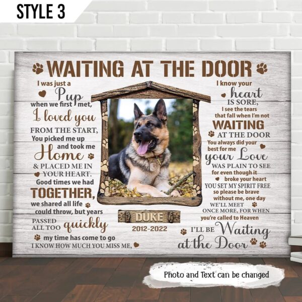 Waiting At The Door Dog Horizontal Canvas Poster Framed Print Personalized Dog Memorial Gifts for Dog Mom