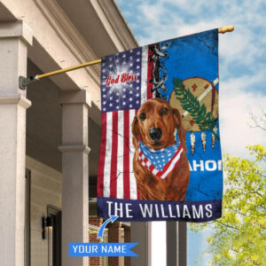 Oklahoma Dachshund God Bless Personalized House Flag Garden Dog Flag Personalized Dog Garden Flags 2
