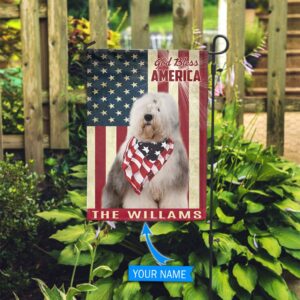 Old English Sheepdog God Bless America Custom House Flag Custom Dog Flags Dog Lovers Gifts for Him or Her 2
