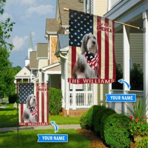 Old English Sheepdog God Bless America Personalized Flag Custom Dog Flags Dog Lovers Gifts for Him or Her 1
