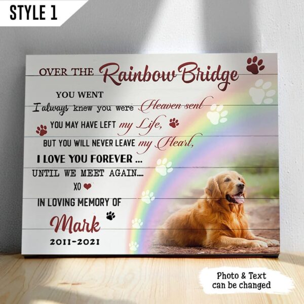 Over The Rainbow Bridge Dog Personalized Horizontal Canvas – Wall Art Canvas – Gift For Dog Lovers