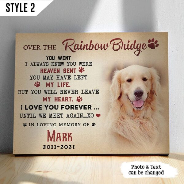 Over The Rainbow Bridge Dog Personalized Horizontal Canvas – Wall Art Canvas – Gifts for Dog Mom